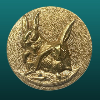 Awesome Antique TW&W Paris Sporting Button w Pair of Hares / Rabbits