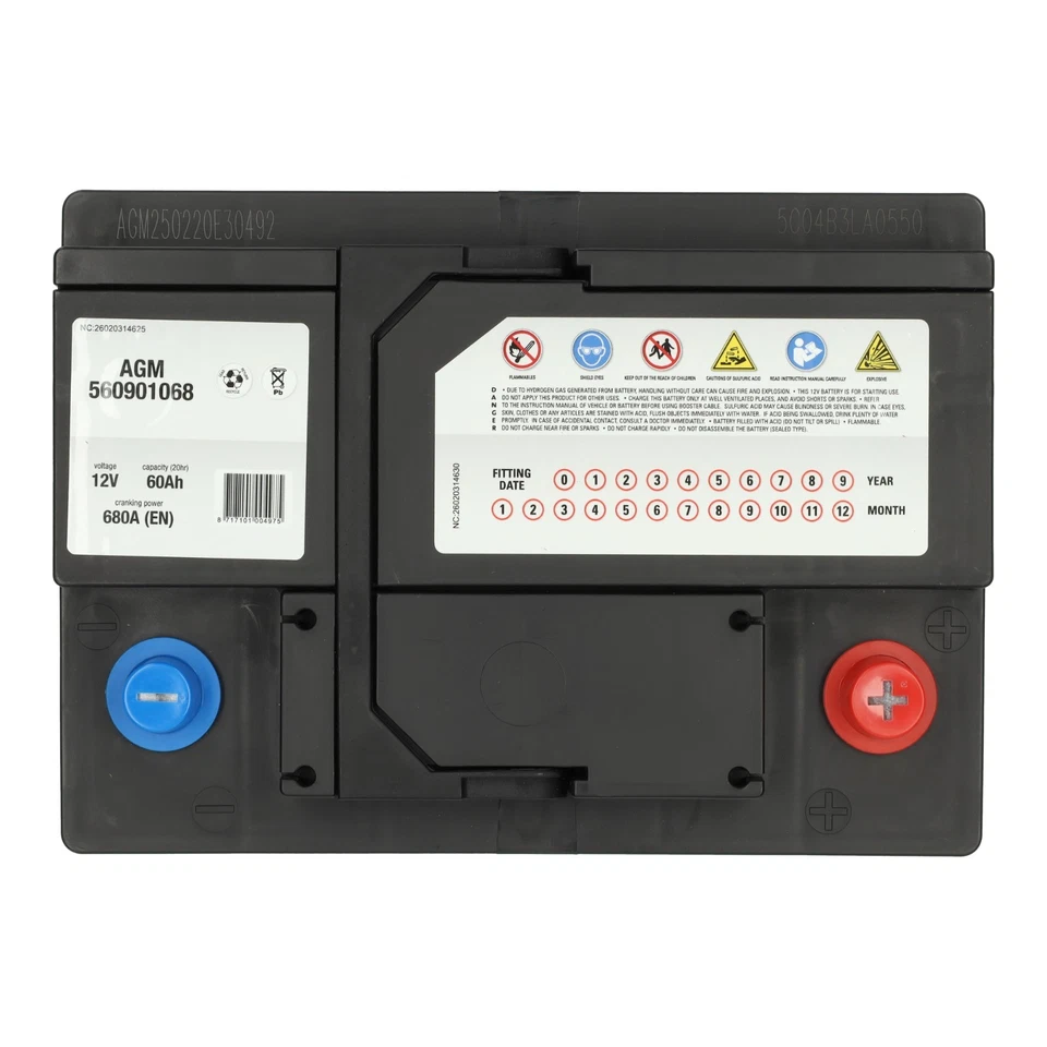 Car 027AGM Battery 560901068 60Ah 680A Fits Mitsubishi I Ha 0.7 Ha1W 2007-2013 - Image 2 of 4