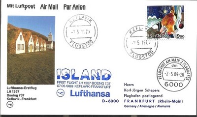 Lufthansa First Flight Keflavik - Frankfurt 7 May 1989 LH1367