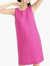 NWT J Crew Pink FLAMINGO Shift Dress 100% Linen Size XS