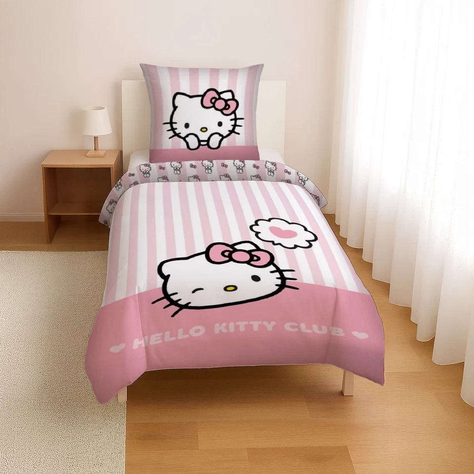 Hello Kitty Club Reversibile Set Lenzuola 2tlg 135 X 200 CM / 80 X 80 CM - Immagine 4 di 4