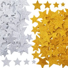 100PCS Glitter Foam Star Stickers, Gold Silver Star Glitter Foam Stickers, 4 ...