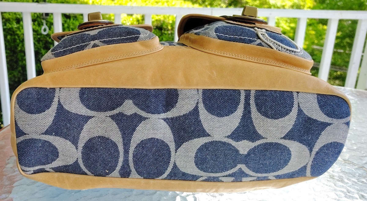 COACH Large 11582 Gigi Cognac 65th Anniversary Blue Denim
