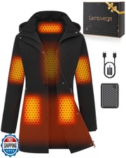 Women Long Heated Jacket Battery Pack Included Waterproof Ladies 