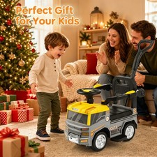 3-in-1 Kids Ride On Push Car w/ Hidden Storage, Removable Handle