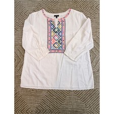 Talbots Embroidered Tunic Blouse Women s Size...
