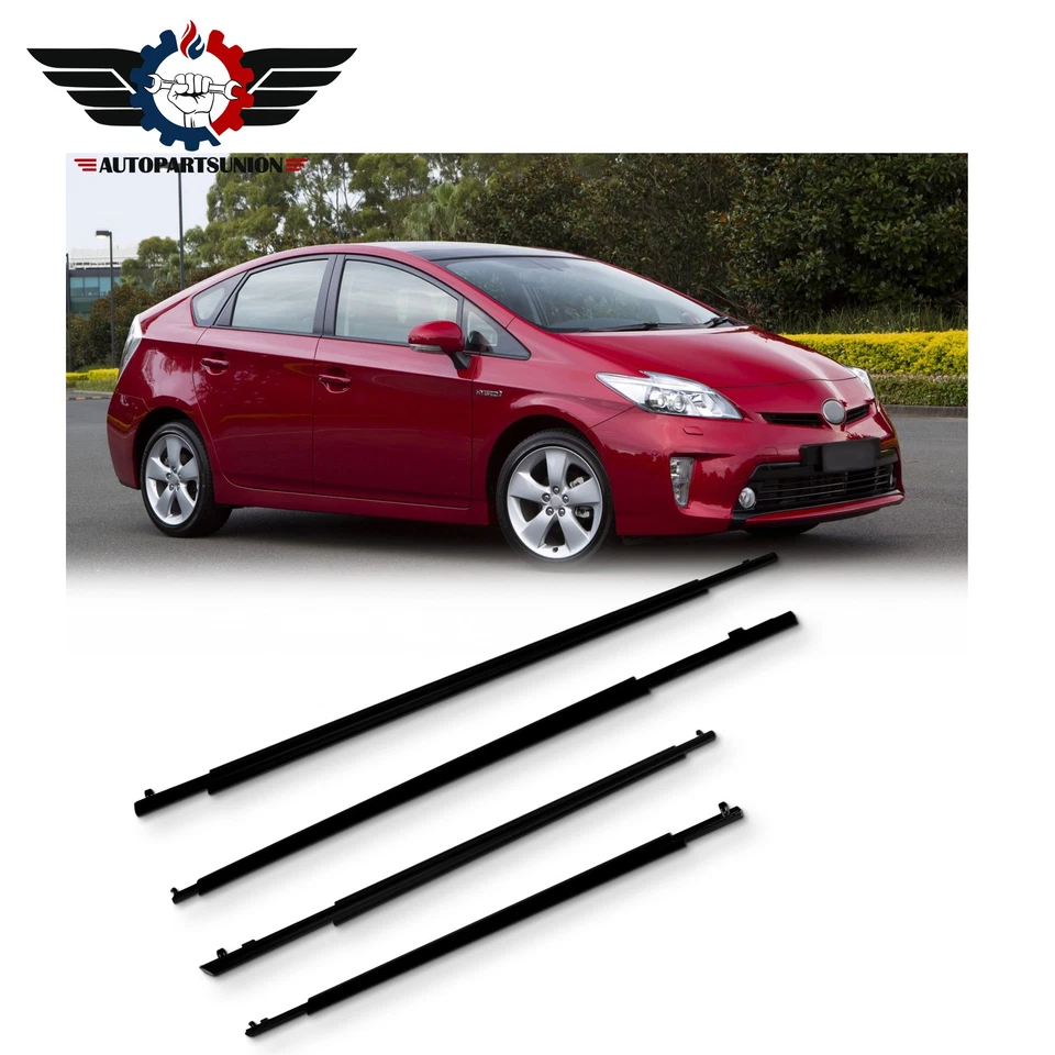 Moldura de cinturón de ventana de puerta con sello de resistencia a la intemperie para Toyota Prius 10-15 4x delantero trasero Foto 4 de 4