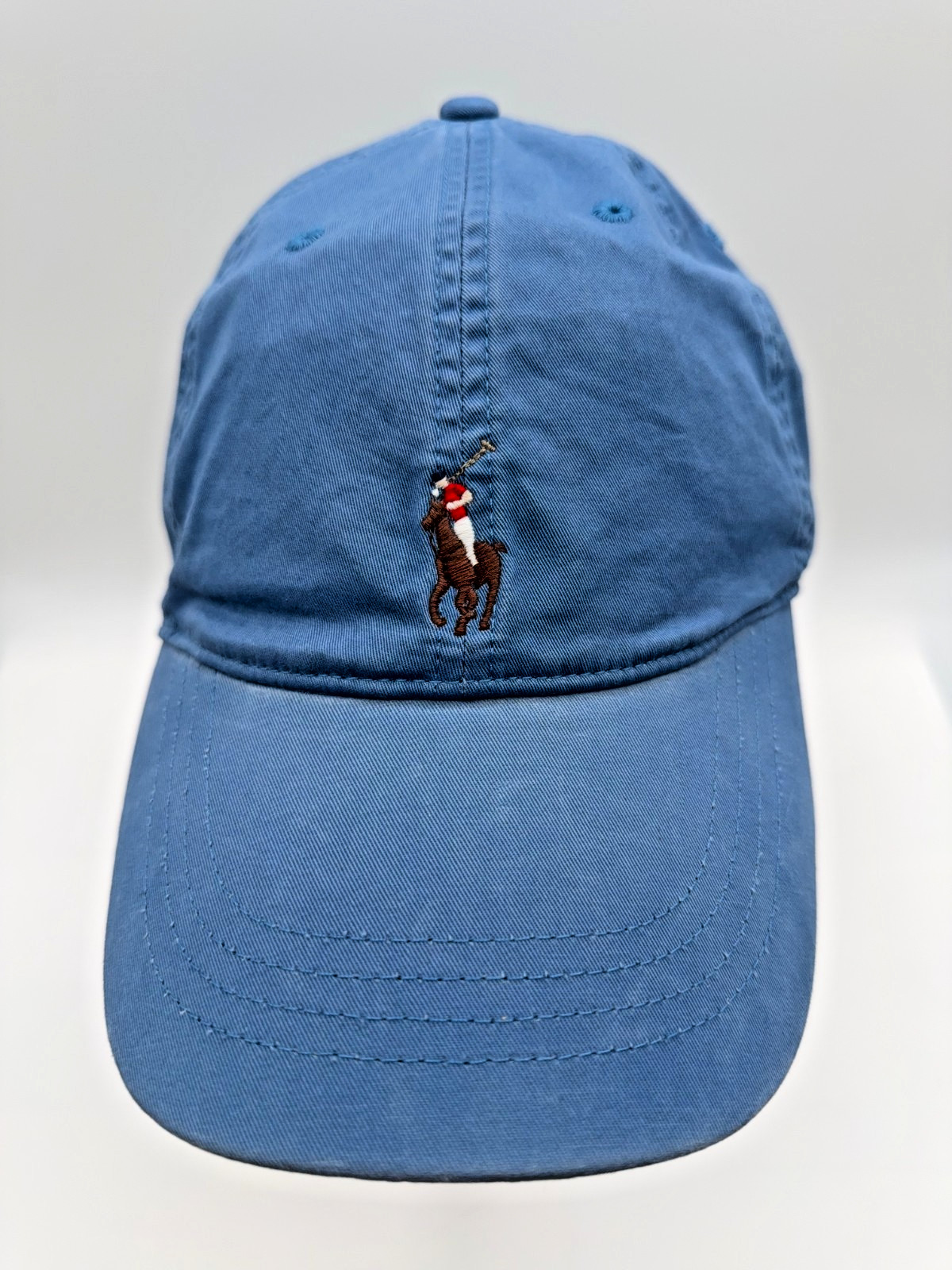 New Polo Ralph Lauren Men’s Blue Polo Player Dad Hat Leather Strapback Cap