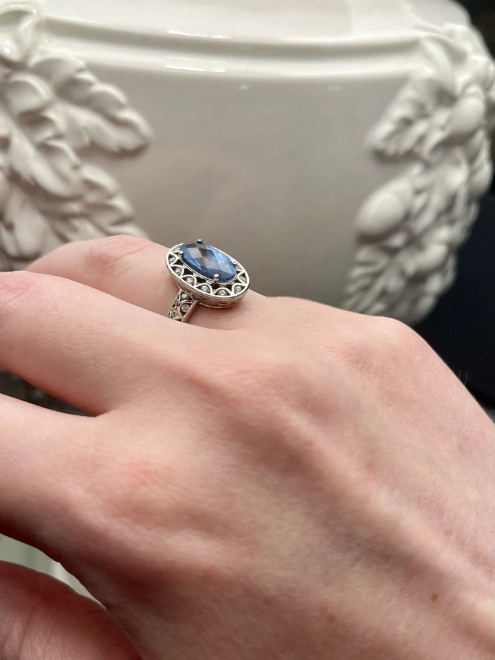 Шикарное темно-синее овальное кольцо такори, декоративная оправа, потрясающие детали - Изображение 2 из 4