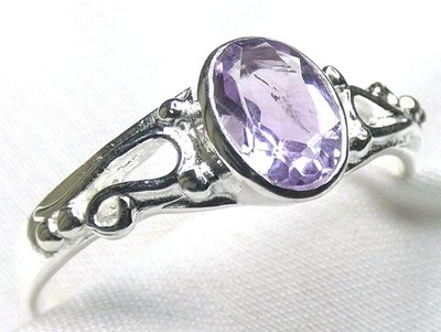   Amethyst Ring 925 Silber Gr. 56 (17,8 mm)  facettiert romantisch  