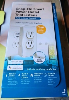 Simply Smart Home - Listening Snap-On Power Outlet! And 2 USB Fast Charge 