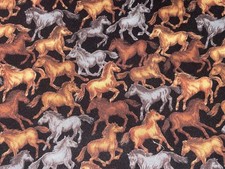 By 1/2 Yd Way Out West Galloping Horses Black...