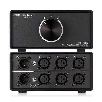 DoukAudio XLR Audio Switcher 3-In-1-Out: Balanced Passive Selector Stereo Con...