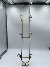 Vintage Regency Plate Picture Hanger Wall Display Gold Scroll  3 Tier 35 1/2” T
