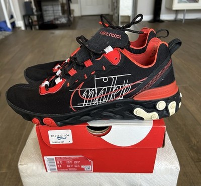 Nike React Element 55 Script Swoosh CK9285-001 Black Red White Men's Size 9.5