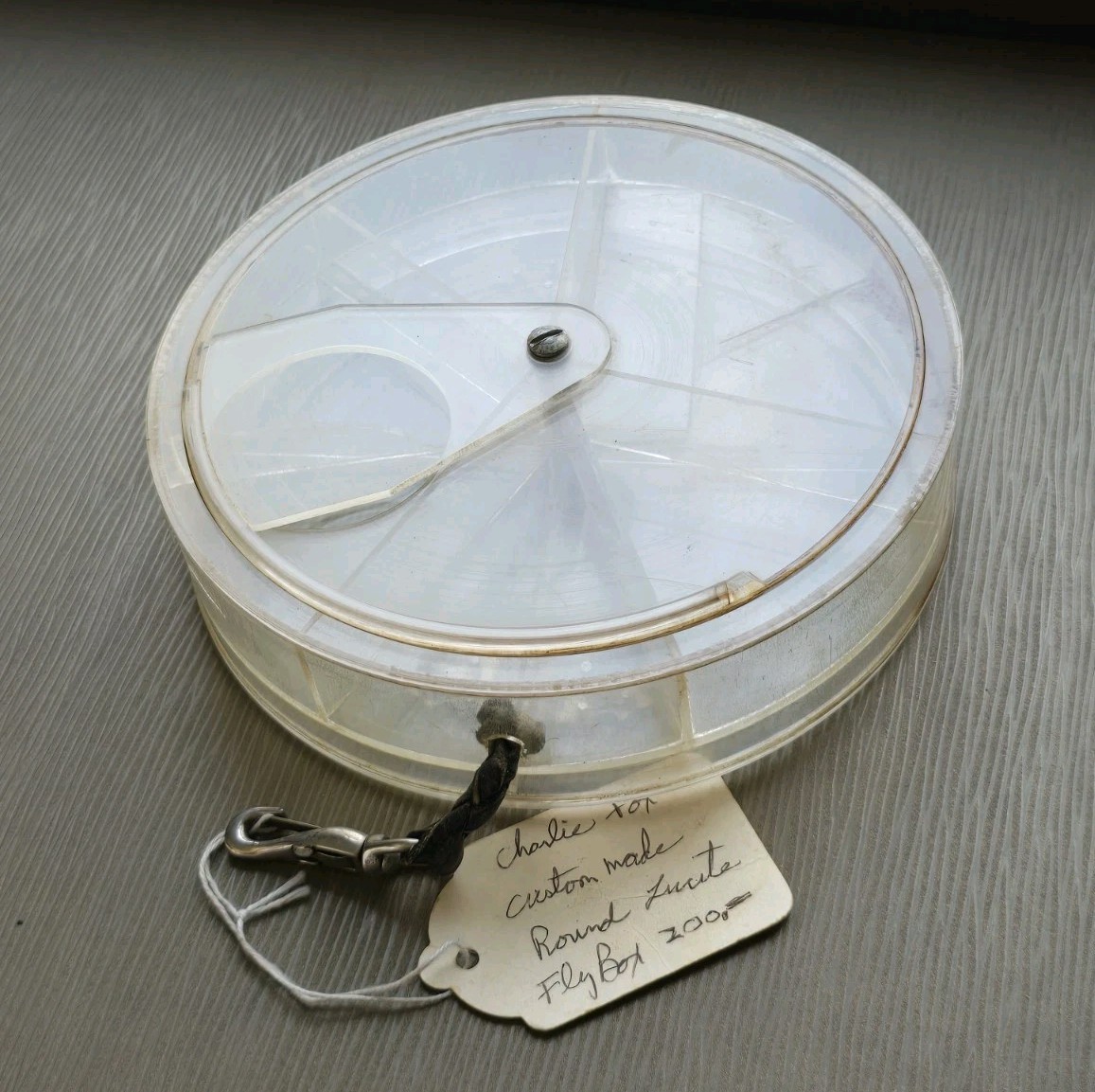 Charlie Fox Pennsylvania Fly Fisherman Custom Made Round Lucite Fly Box