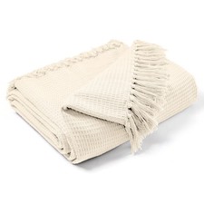 Luxury Waffle Indian Cotton Sofa/Bed Settee Couch Throw , 5 Sizes & 8 Colours