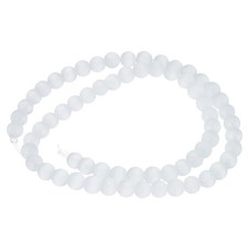 65pcs Frosted White Cat's Eye Stone Beads 6mm Round Crystal Loose Bead