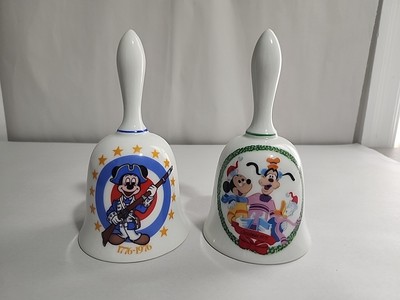 Vintage Schmid Bros Disney Porcelain Bells: 1776-1976 Mickey & Christmas 1975