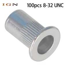 100 Piece 8 - 32 Rivet Nut Aluminum Flange Nutserts Rivnut Nutsert SAE