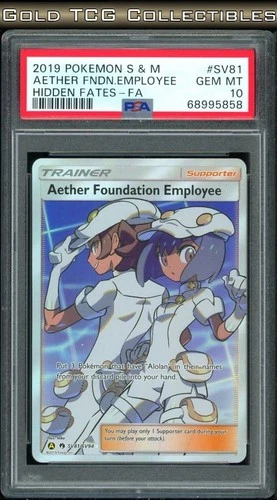 PSA 10 ⭐️ Pokemon Aether Foundation Employee Hidden Fates SV81 Full Art