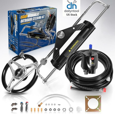 #ad Marine Hydraulic Steering Kit for 150HP Outboard Engines 13quot; Plated Alloy Wheel $475.09
