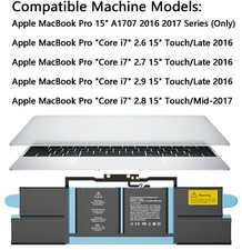 A1820 Battery for MacBook Pro 15" A1707 Late 2016 Mid 2017 MLH32CH/A MLH42CH/A