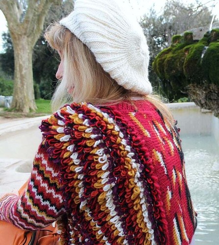 Designer Hand Knitted Wool Multicolored Jacket - Picture 10 of 12
