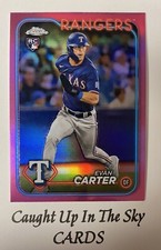 2024 Topps Chrome Evan Carter RC Pink Refractor Texas Rangers