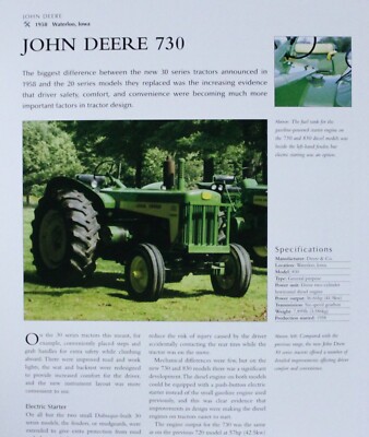 John Deere Tractor Picture Article Sheet Out of Print Farm Wall Art Decor
