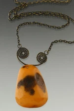 ANTIQUE Vintage Genuine BALTIC AMBER Butterscotch Chain Pendant 17.5g 180927-2