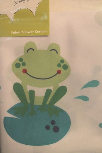 Jumping Beans Froggy Fun Frog Fabric Shower Curtain with Green Frogs NEW - Picture 3 of 3