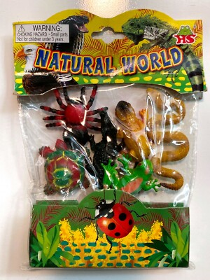 Natural World 6 Creatures Animals Snake Turtle Spider Lizard Tree Frog Alligator