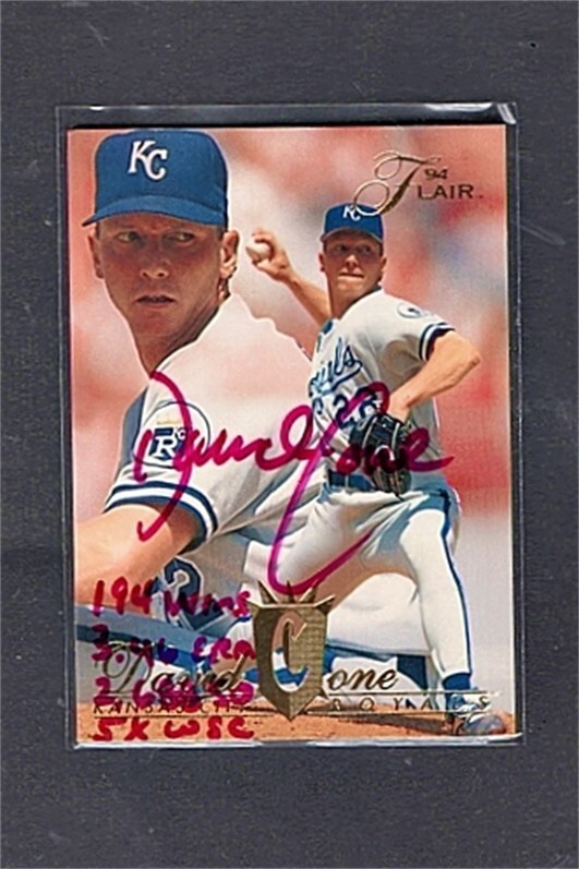 1994 FLAIR DAVID CONE AUTOGRAPHED ROYALS CARD NM