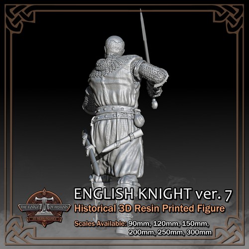 English Knights 3-Pack #1 - 3D Resin Printed Figure Models - Scale 90mm to 300mm - Picture 18 of 22