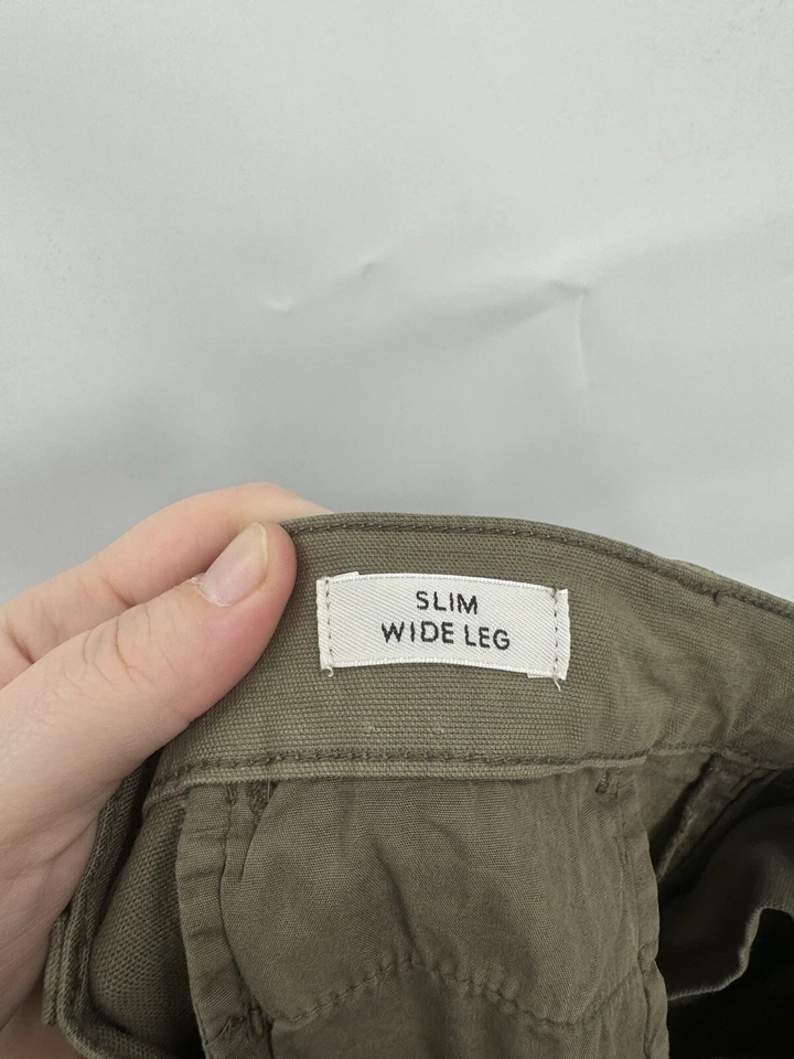 J Crew Slim Wide Leg Pants 29 Garment Washed Army Green Fairy Gremlin Goblin - Image 4 of 4