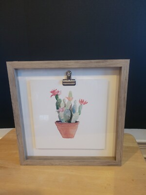 3D Cactus in Clay Pot Painting under Glass Wall Decor