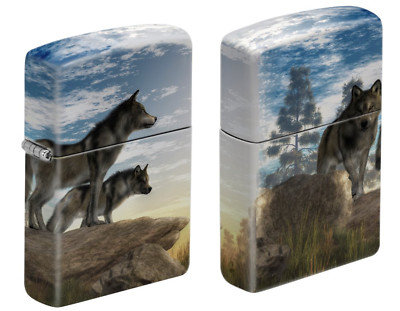 Accendino Zippo Lupo Nella Foresta Innevata - Vetro Mercury Ricaricabile | Confezione Regalo