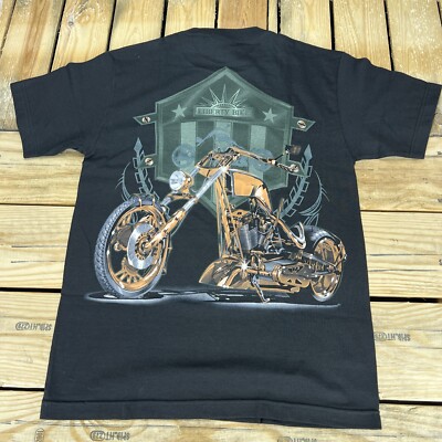 Vintage Y2K American Chopper Liberty Bike Black Graphic TShirt Men's Size Small