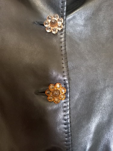 Real Leather Jacket Elvis Style Biker Soft Lambskin Unique 3D Hand Embroidered - Picture 8 of 12