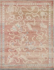 Vegetable Dye Oushak Turkish 4x5 Area Rug Hand-knotted Transitional Wool Carpet