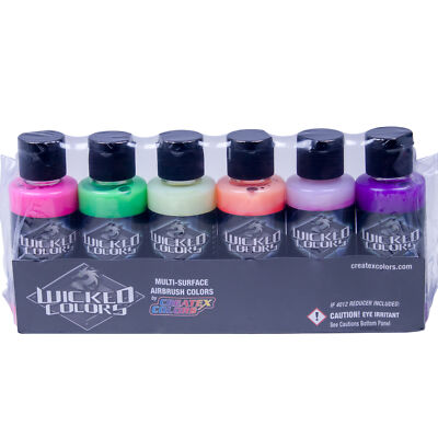 (159,28 /1l) Createx Airbrushfarben Wicked Set fluoreszierend 116103 Airbrush Ff
