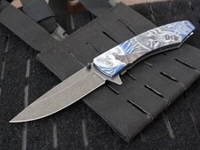 5  Wolf Pocket Knife Spring Assist Blue Deep Carry Pocket Clip Full Size Sharp