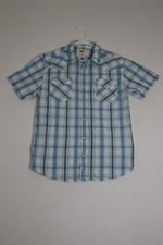 Levi's Men's Size Large Blue Plaid Short Sleeve Pearl Snap Western Shirt