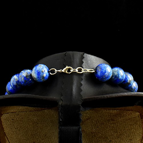 1091 Cts Enhanced Lapis Lazuli Round Shape Beads Necklace JK 37E295 - Picture 5 of 5