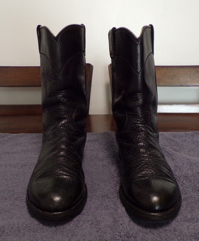 Justin Western Cowboy Bull Hide Leather Casual Riding Ranch boots Men's 9E USA