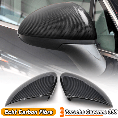 Für Porsche Cayenne 958 10-15 Paar Carbon Spiegelkappen Rückspiegel Mirror Cover - Bild 1 von 10