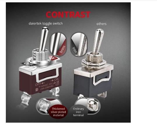 DaierTek SPST Waterproof Toggle Switch 12V DC 30A 125VAC 20A Marine Heavy Duty 2