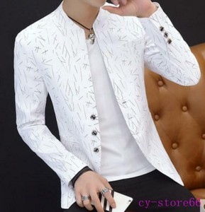 white collarless blazer