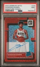 2022-23 Optic Shaedon Sharpe Choice Red Mojo Prizm Rated Rookie AUTO RC PSA 9